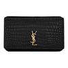 Cassandre Glossy Crocodile Pattern Crossbody Shoulder Leather Phone Bag Women Bags Black 820175-DND1J-1000