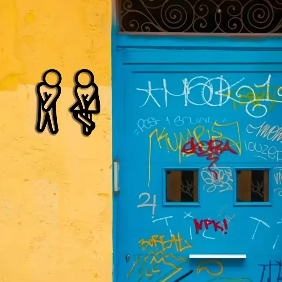 2 Acryl-Spiegel-Wandaufkleber für Toiletten, mit kreativen männlichen und weiblichen Figuren als Badezimmer-Schildern