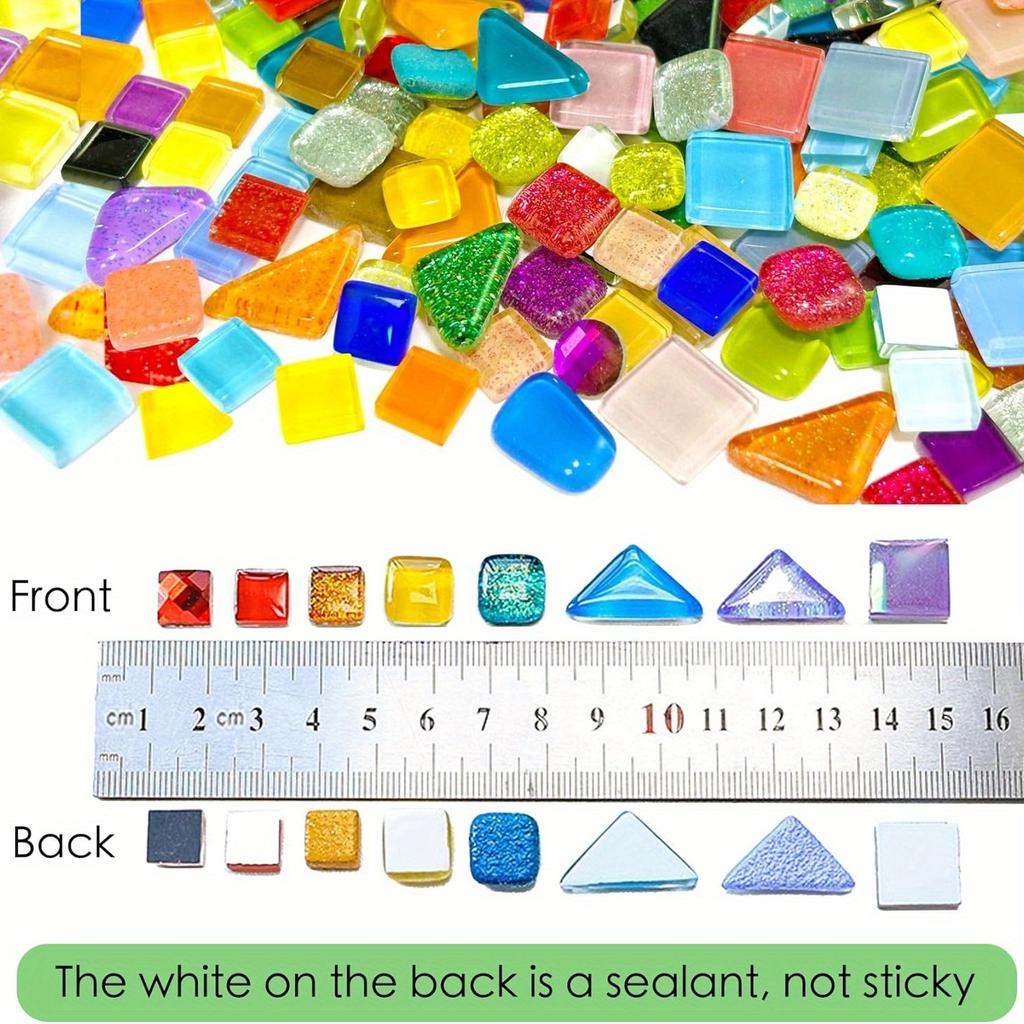 200g Glass Mosaic Tiles for Crafts Bulk – Mini Mosaic Glass Pieces for DIY Art Projects, Home Decor, Assorted Colors and Shapes