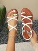 Europe and the United States 20252025 new flat-bottomed sandals Roman cross-woven women's sandals