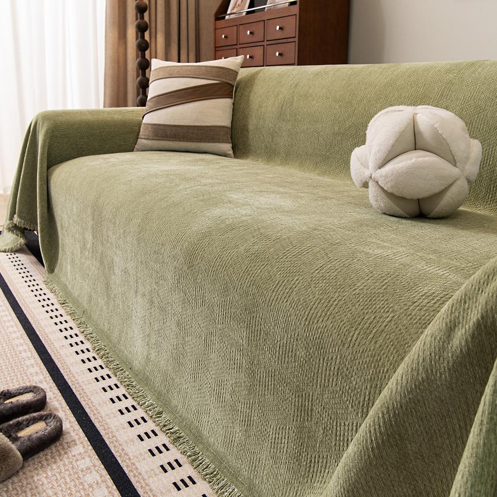 1Pc Solid Color Sofa Cover Fabric Modern Simple Autumn And Winter Thickening Integrated Home Textile Products