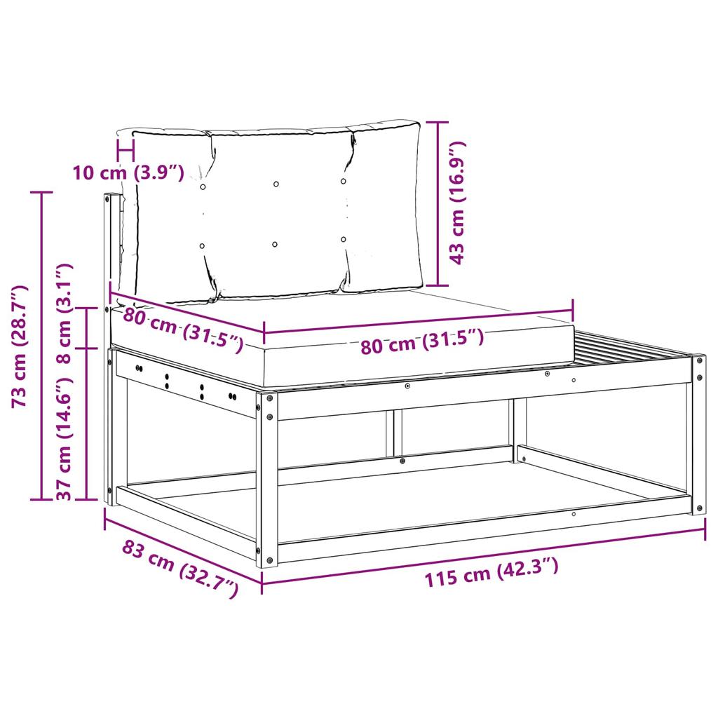 Outdoor Corner Sofa with Cushions Natural Finish 115 x 83 x 73 cm