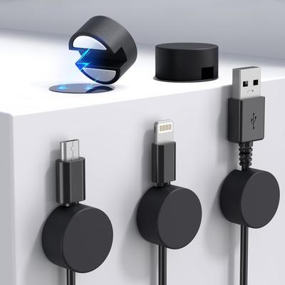 Maveek Super Strong Magnetic Cable Holder, New Magnetic Holder, Cable Clip, Cable Management System, Drop and Loss Prevention, with Metal Plate,