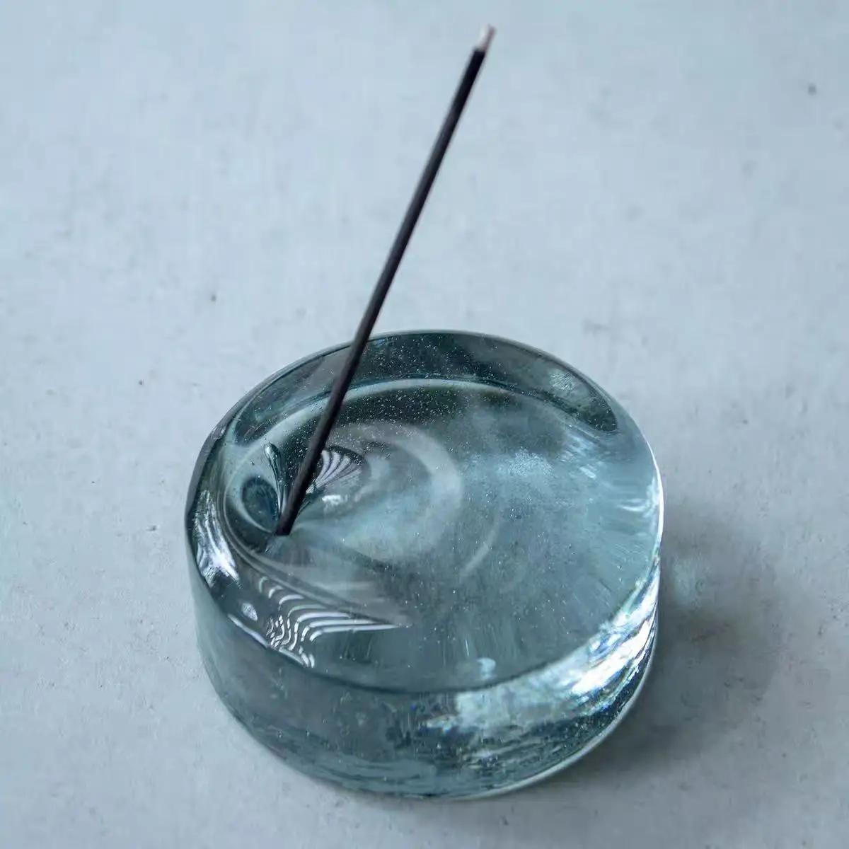 Minimalist Solid Glass Incense Holder Round