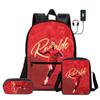 Children 3Pcs Set Daily Pack Football Star Rucksack Best Gift Pupil School Carry Carrier Pencil Bags M-Messis School Bag