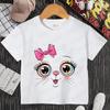 Kids T Shirt Flower Cat Graphic Anime Shirt Summer Girls Floral Kitty Tops Short Sleeve Tee Cute Animal Cartoon Cat White Tshirt