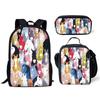 Luxury Novelty Cool Tribal Colored Horses 3D Print 3pcs/Set pupil School Bags Laptop Daypack Backpack Lunch bag Pencil Case