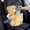 Car Tissue Holder 2-in-1 Multifunctional Cute Plush Bear Waterproof Auto Storage Truck Trash Can For Home Desk Table Bedside