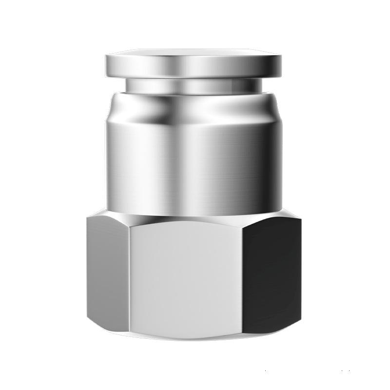 Zhuo Ji 304 Stainless Steel PCF8-02 Push-to-Connect Pneumatic Hose Quick Connector, High-Temperature Resistant, Internal Thread Straight Fitting