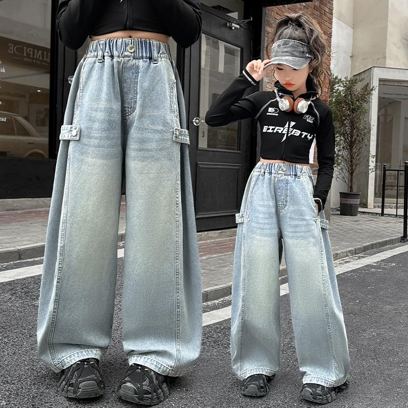 Loose Style Tween Girl Fashion Baggy Jeans Harem Pants for Kids Child Street Denim Trousers