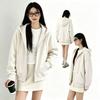 Womens Oversized Hooded Sweatshirt Lightweight Casual Korean Style Fall Pullover With Zipper