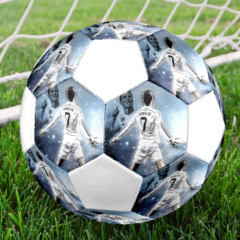 Cristiano Ronaldo Size5 Soccer Ball, Colorful, Suitable for All Ages, Machine-stitched, PVC Material, Competition Grade,durable and High Bounce