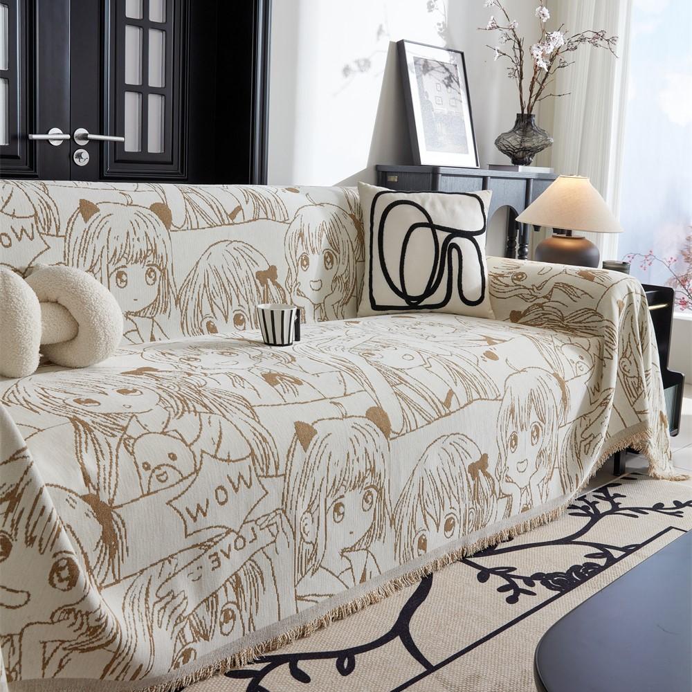 

Чехол для дивана с изображением мультяшной девушки, полотенце для дивана, чехол для дивана из синели, коврик для животных, чехол для дивана, одеяло для гостиной 180x130cm зелёный