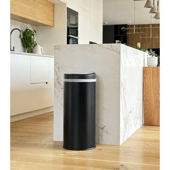 Poubelle automatique 42 L - Acier inox avec cerclage - Finition Noire - KITCHEN MOVE