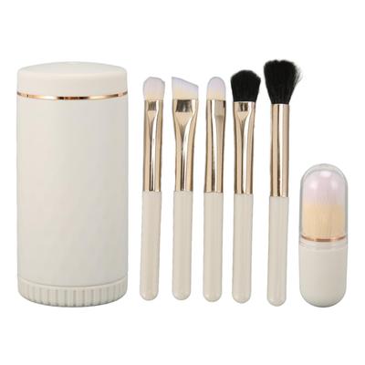 6 In 1 Makeup Brush Set Portable Synthetic Cosmetic Brushes Set for Foundation Blending Powder Eye
