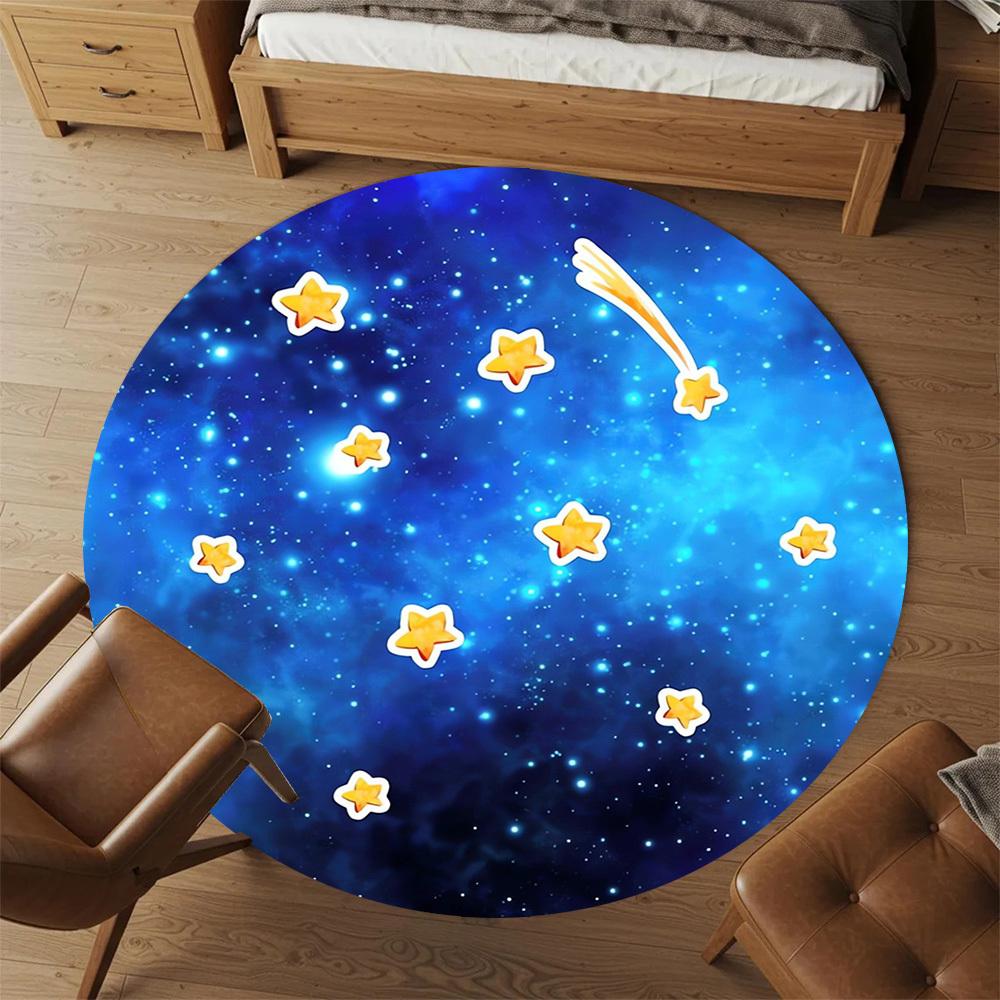 1pc Shooting Star Cosmic Round Chair Mat Area Rug - Non-Slip, Floor Mat for Office, Bedroom, Home Decor Christmas Gift P0811127