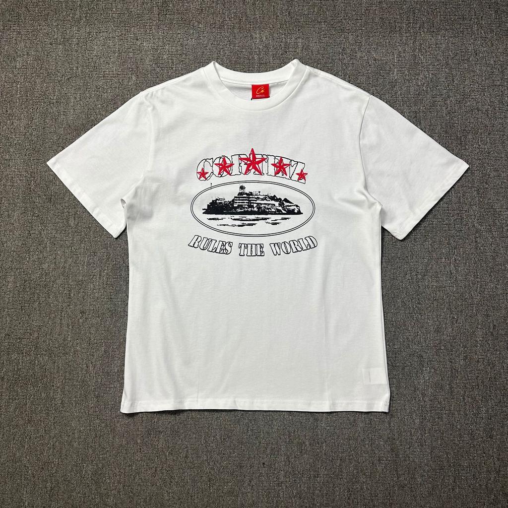 24S cross-border European and American tide brand Alcatraz alphabet pattern logo printing short-sleeved t-shirt men's and women's American high stree