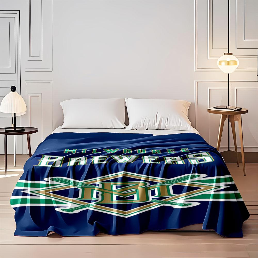 Milwaukee Brewers Logo Blanket Print Blanket Soft and Cozy Perfect for the Living Room Bed Sofa or a Nap,gift