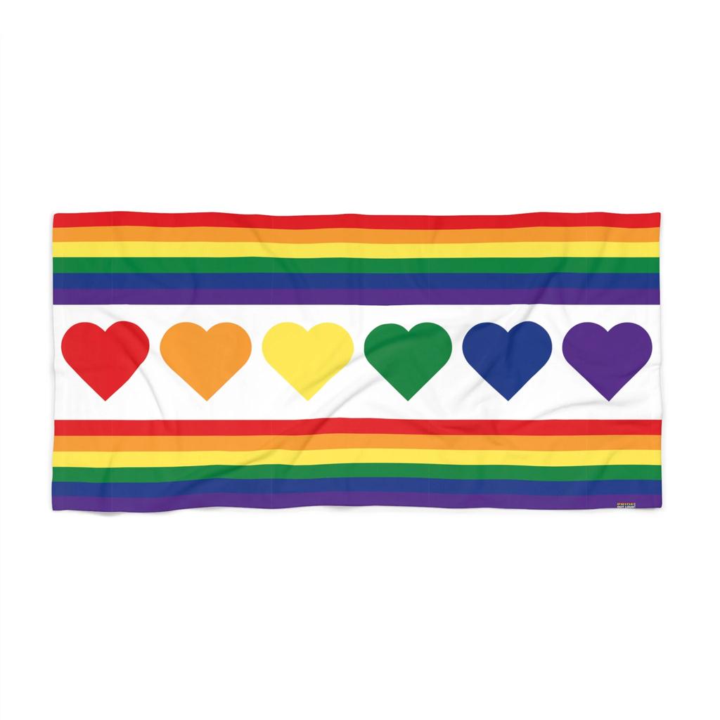 Asciugamano da Spiaggia Pride Cuori e Arcobaleni, Asciugamano Estivo Morbido Colorato per Spiaggia, Piscina, Vacanze e Festival