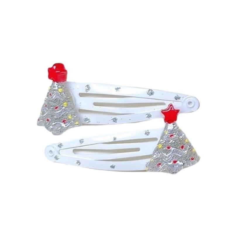 Lovely Christmas Hair Clip Sequined Nonslip Strong Clip Santa/Tree Decors For Christmas Holiday Hair Styling Accessories