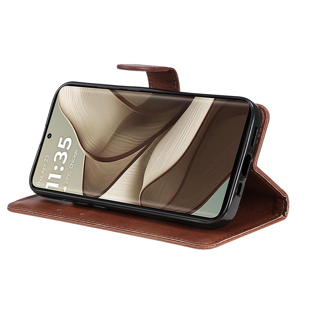 For Motorola Edge 50 5G Case Solid Color Leather Mobile Cover Wallet Stand with Strap