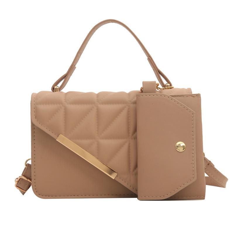 Chic Versatile Shoulder Bag With Classic Plaid Design For Daily Commute Pu Leather Material хаки