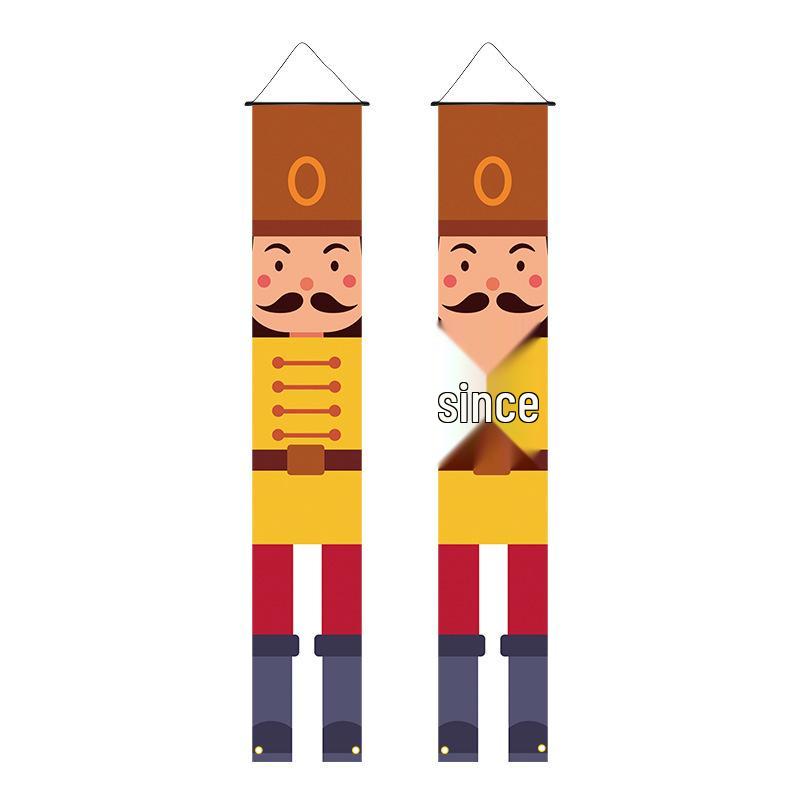 Christmas Nutcracker Couplets Door Curtain Flags | Festive Porch Decor