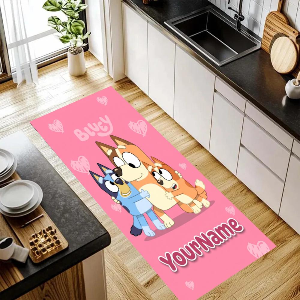 Bluey Customize Your Name Kitchen Rug Runner Rug Laundry Mat Hallway Entryway The Best Gift Choice