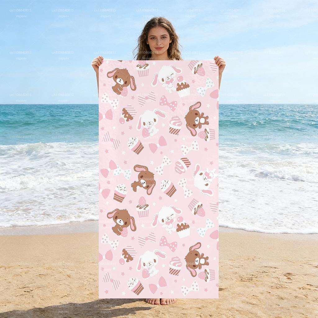 

Cute Sweet Rabbit Pattern Beach Towel Microfiber Quick Dry Soft Absorbent Towel for Pool Travel Bathroom Yoga W40*H60(CM)