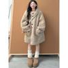 Lamb Wool Hooded Thick Coat with Fur Trim - 2025 Korean Style Mid-Length Fluff.