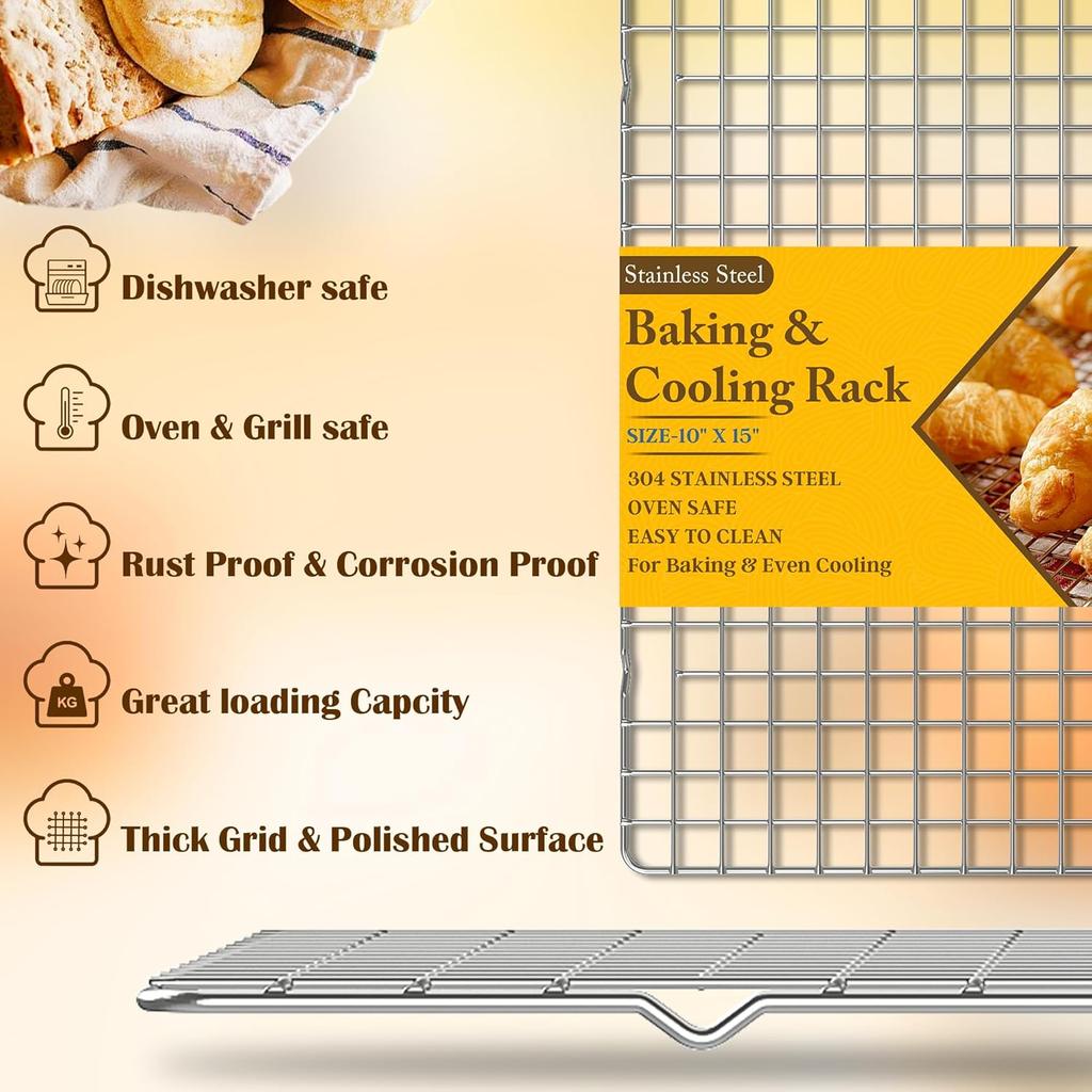 1/2PCS Cooling Racks for Cooking and Baking Heavy Duty 304Stainless Steel Wire Rack Baking Grilling Roasting OvenDishwasher Safe