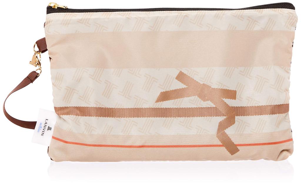 Moonbat LANVIN en Blue Folding Ribbon and Striped Rib 50cm Umbrella, Pattern, Women's, Stylish, Beige, Length Approx.