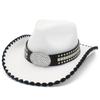 Fashion Contrast Color Personality Design Western Cowboy Hat Rivet Rhinestone Decoration Stage Suction Jazz Hat Versatile Top Hat