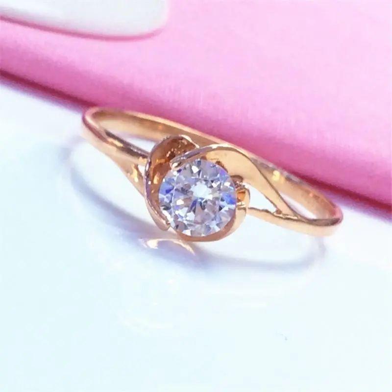 Russian Purple Gold Inlaid Zircon Ring Simple Light Luxury Rose Gold Color Gold Opening Adjustment Ring