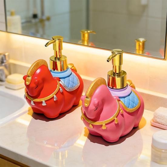 Dispensador de Jabón Diseño de Caballo Jabón de Manos Loción Gel de Ducha Botella con Cabezal de Bomba Dorado Accesorio de Baño