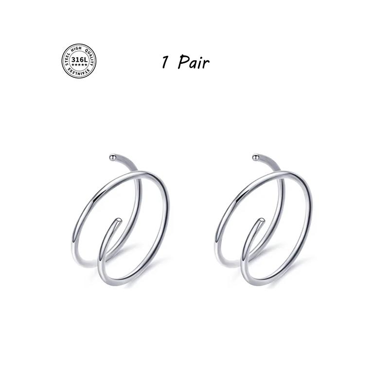 Double Hoop Nose Ring Stainless Steel for Single Piercing, Snug Spiral Nose Ring 20G 8/10mm Thin Nose Rings Piercing Jewelry