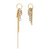 Stainless Steel Hiphop Chunky Tassels Earrings Multi Chain Dangle Small Circle Ear Hoop with Sparkle Zircon Mix Statement Jewelr