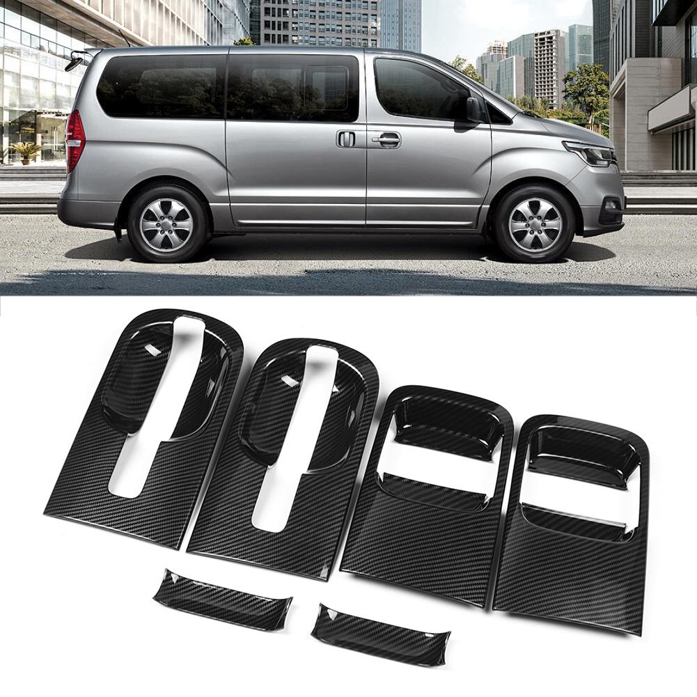 6pcs Carbon Fiber Style Door Handle Bowls Fits for Hyundai Grand Starex H1 2019