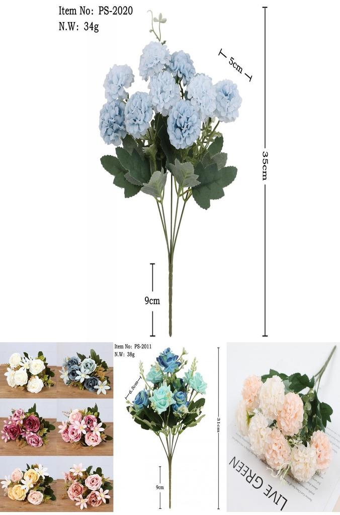 Realistic Rose Peony Artificial Flower Bouquet For Home Wedding Hotel Decoration Silk Material