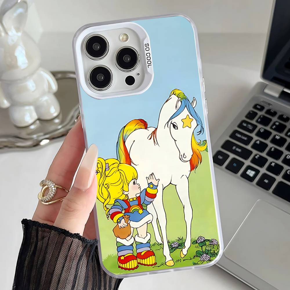 Cute Rainbow B-BriteS Phone Case For iPhone 16,15,14,13,12,11,Mini,Pro,SE,MAX White Matte Shockproof Cover