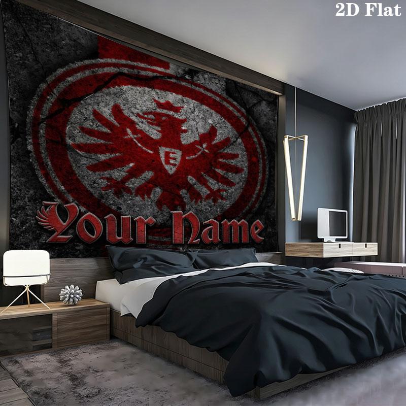Eintracht Frankfurt Custom Name Wall Tapestry Aesthetic Wall Hanging Printed Fabric Blanket Decorative Tapestries for Bedroom Living Room Home Decor