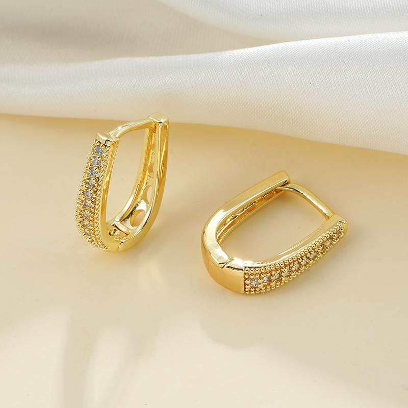 Huazi Style Zircon Stud Earrings for Women - Gold-Plated, Non-Fading Luxury Jewelry