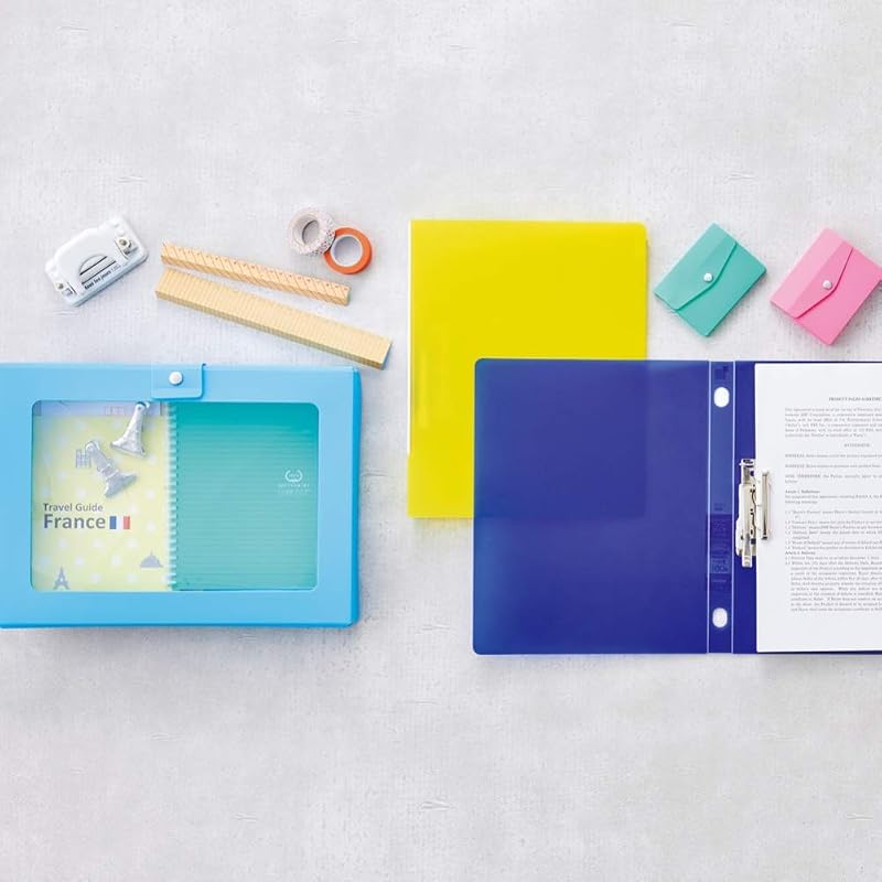 LIHIT LAB Binder, Punchless File, One-Touch Opening/Closing, A4, S-Type, Navy, F7032-11