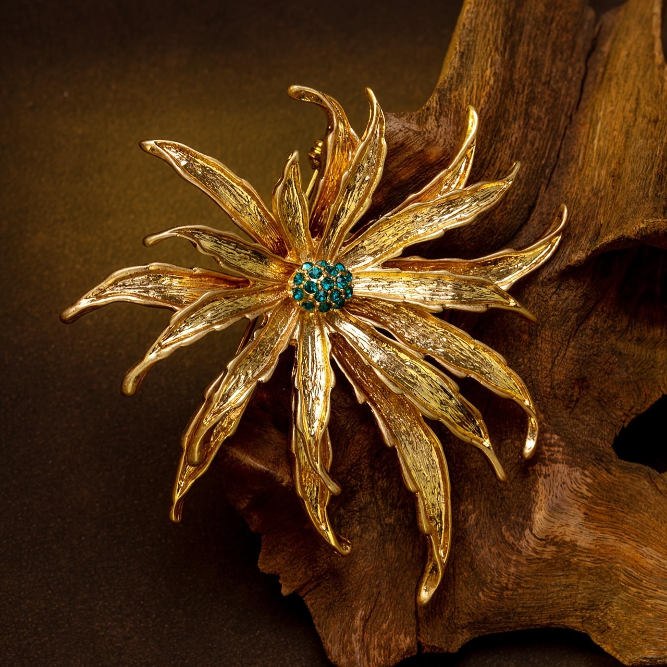 

Винтажная элегантная брошь с цветочным узором золотой