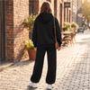 Women's Unisex Loose Fit Color Athletic Hoodie and Wide Leg Sweatpants Set