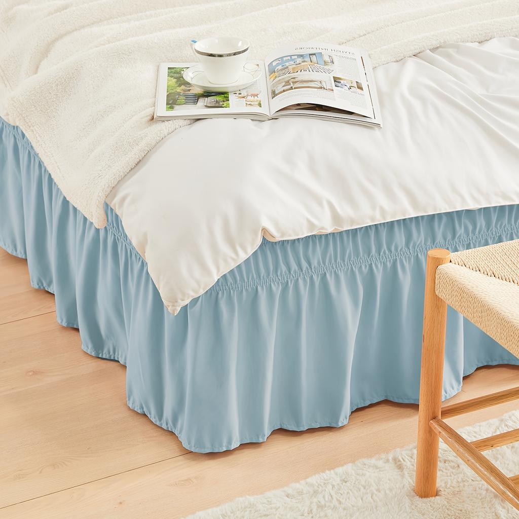 Elastic Bed Ruffle - Adjustable 15" Tailored Drop, Microfiber Bed Skirt with Easy Wrap Around Design, Fade-Resistant & Machine Washable