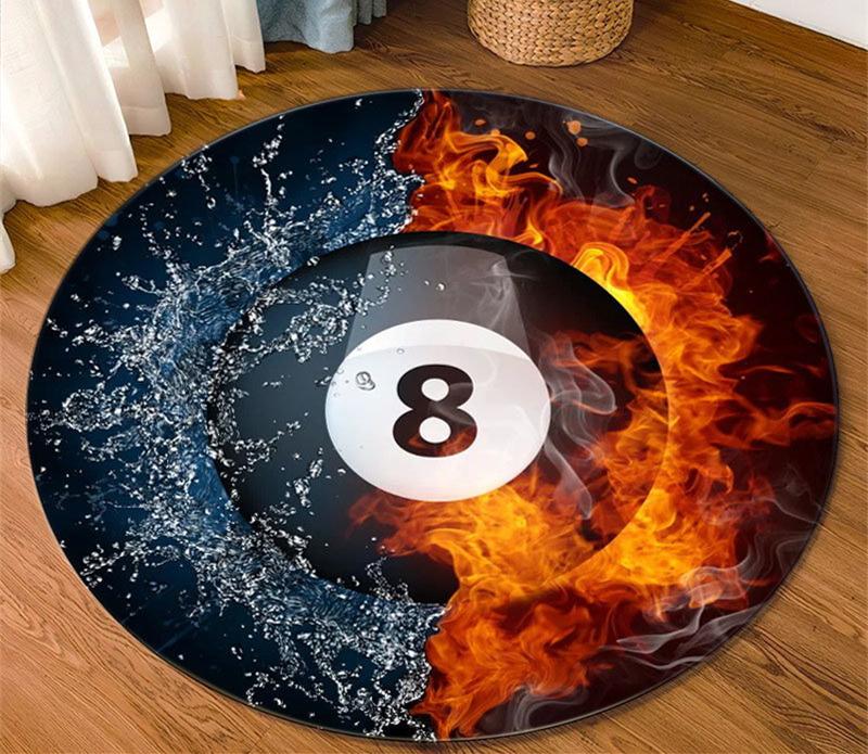 

Simulation Billiards 8 Ball Rug Round Carpet Soft Chair Pad Anti-slip Bath Floor Mat Kids Bedroom Black Carpets Doormat Area Rug 60cm x 60cm