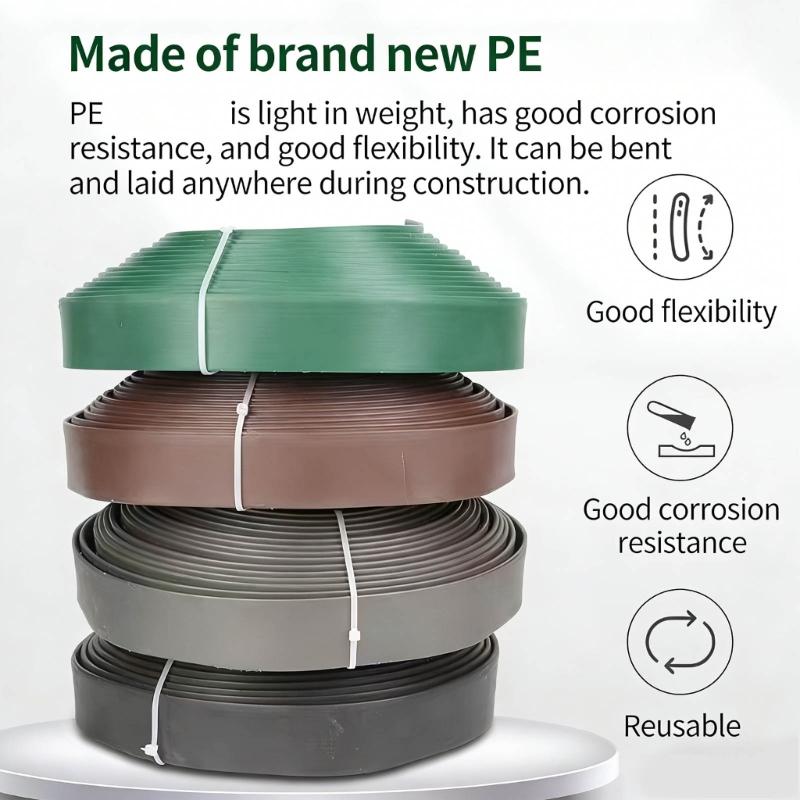 Plastic Landscape Edging Barrier Durability Flexible Garden Edging For Gardens And Lawns Sun Resistant
