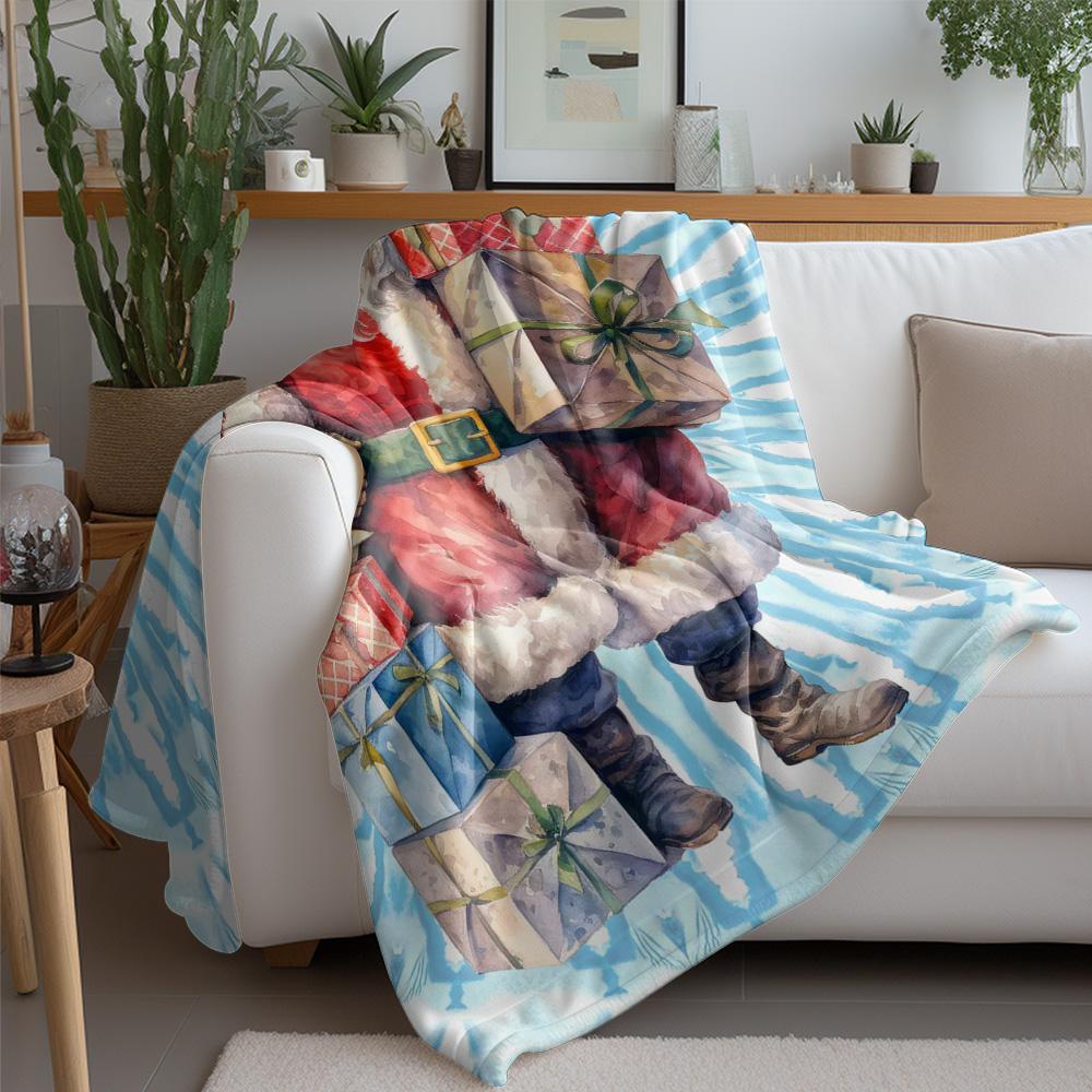Tuniu Santa Claus Print Blanket for Sofa Bed Room Warm Cozy Christmas Gift Idea