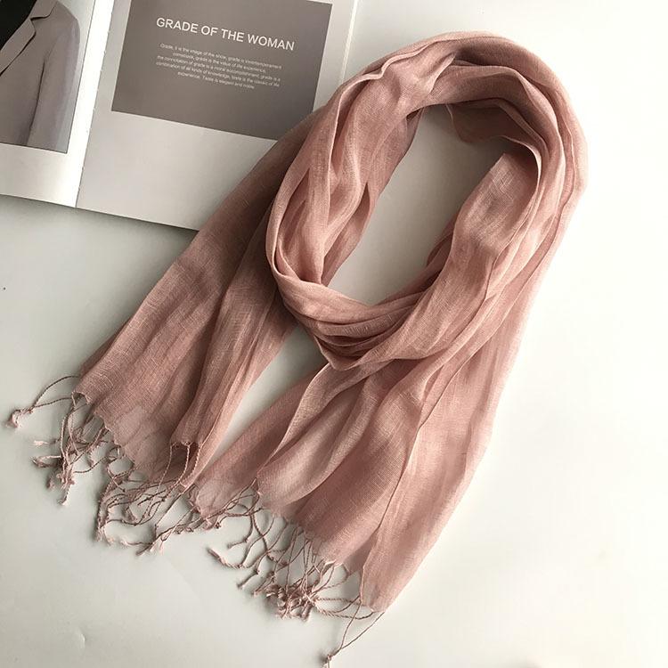 Japan And Korea Small Fresh Linen Solid Color Scarf 25 Colors, Long-Term Stock, Support